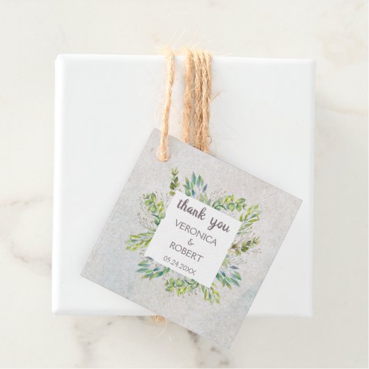 Rustic Eucalyptus Greenery Wedding Bedankjes Labels (In situ)