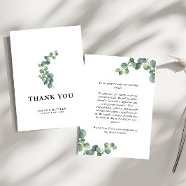 Rustic Eucalyptus Greenery Wedding Bedankkaart