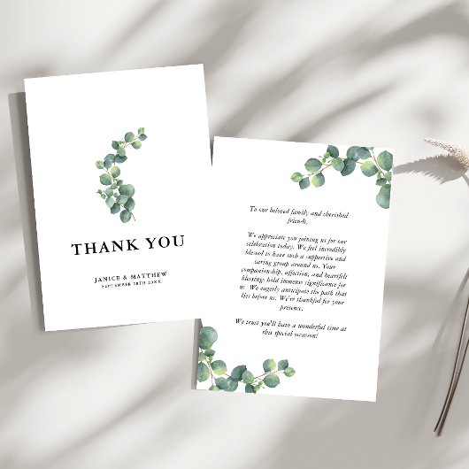 Rustic Eucalyptus Greenery Wedding Bedankkaart