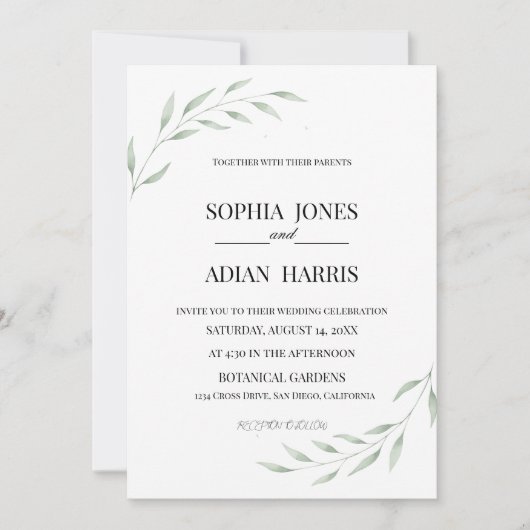 Rustic Eucalyptus Greenery Wedding Invitation Kaart (Voorkant)