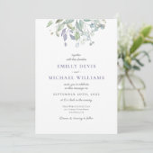 Rustic Eucalyptus Greenery Wedding Invitation Kaart (Staand voorkant)