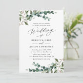 Rustic Eucalyptus Greenery Wedding Kaart (Staand voorkant)