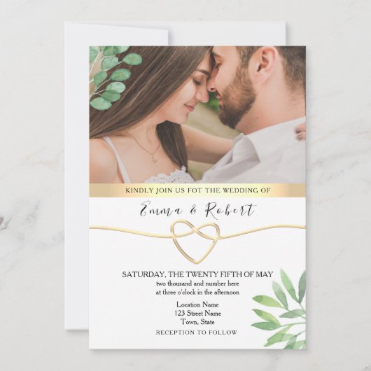 Rustic Eucalyptus Greenery Wedding Kaart (Voorkant)