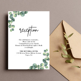 Rustic Eucalyptus Greenery Wedding Reception Informatiekaartje