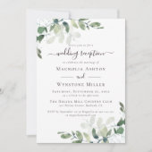 Rustic Eucalyptus Greenery Wedding Reception Kaart (Voorkant)