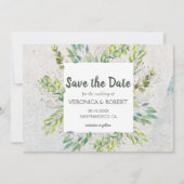 Rustic Eucalyptus Greenery Wedding Save the Date (Voorkant)