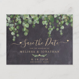 Rustic Eucalyptus Greenery Wedding Save the Date Aankondigingskaart
