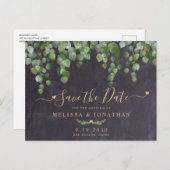 Rustic Eucalyptus Greenery Wedding Save the Date Aankondigingskaart (Voorkant / Achterkant)