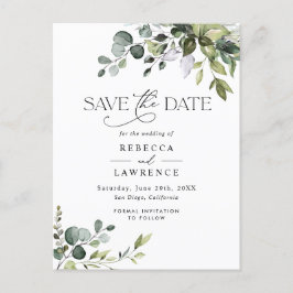 Rustic Eucalyptus Greenery Wedding Save the Date Briefkaart