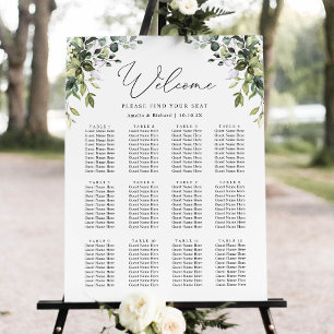 Rustic Eucalyptus Greenery Wedding Seating Chart Poster