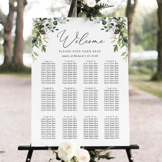 Rustic Eucalyptus Greenery Wedding Seating Chart Poster