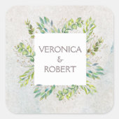 Rustic Eucalyptus Greenery Wedding Vierkante Sticker (Voorkant)