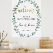 Rustic Eucalyptus Greenery Wedding Welcome Sign Poster (Keuken)