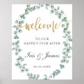 Rustic Eucalyptus Greenery Wedding Welcome Sign Poster (Voorkant)