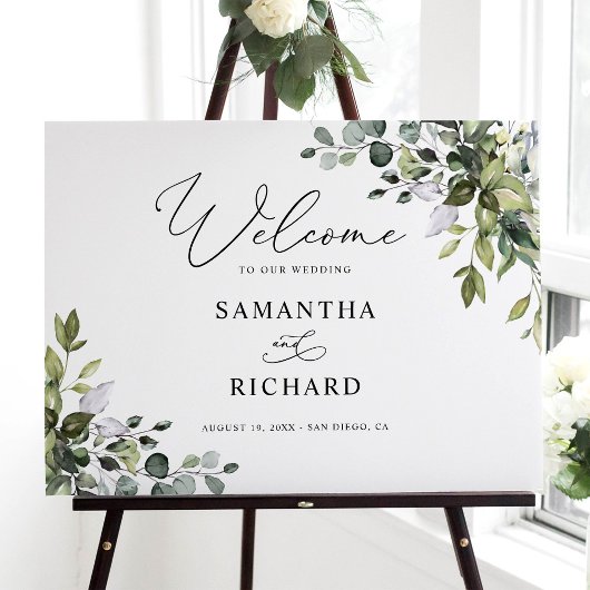 Rustic Eucalyptus Greenery Wedding Welcome Sign Poster