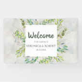 Rustic Eucalyptus Greenery Wedding Welkom Spandoek (Horizontaal)