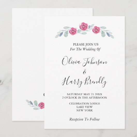 Rustic Eucalyptus Greenery White Wedding Kaart (Voorkant / Achterkant)