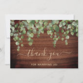 Rustic Eucalyptus Greenery Wood Wedding Officier Bedankkaart (Voorkant)