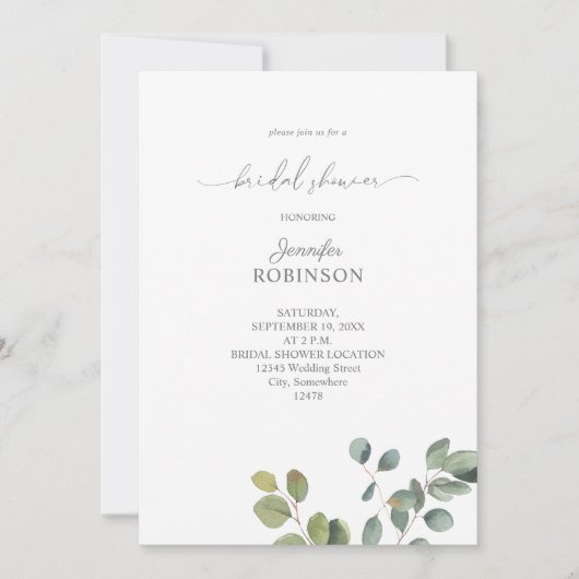 Rustic Eucalyptus Groene Duo 2 Bruiloft Feest Uitn Kaart (Voorkant)
