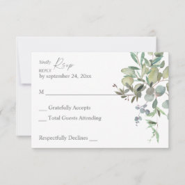 Rustic Eucalyptus Groene Duo geen maaltijd RSVP ka Kaartje
