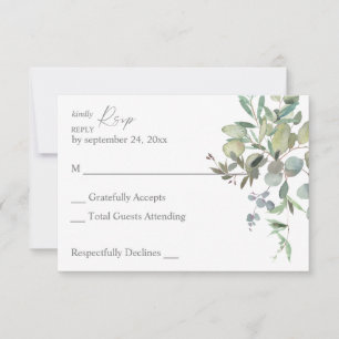 Rustic Eucalyptus Groene Duo geen maaltijd RSVP ka Kaartje