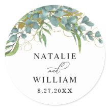 Rustic Eucalyptus Laurel Wedding Envelope Sticker