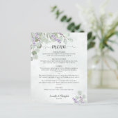 Rustic Eucalyptus & Lavender Budget Wedding Menu (Staand voorkant)