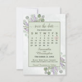 Rustic Eucalyptus Lavender Calendar Green Wedding Save The Date (Voorkant)