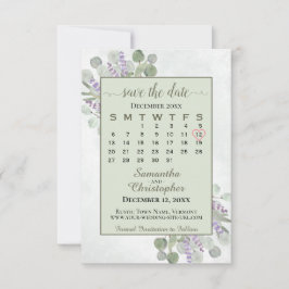 Rustic Eucalyptus Lavender Calendar Green Wedding Save The Date