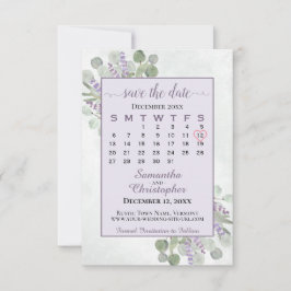 Rustic Eucalyptus Lavender Calendar Paars Wedding Save The Date