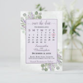Rustic Eucalyptus Lavender Calendar Paars Wedding Save The Date (Staand voorkant)