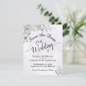 Rustic Eucalyptus & Lavender Chic Paars Wedding Save The Date (Staand voorkant)