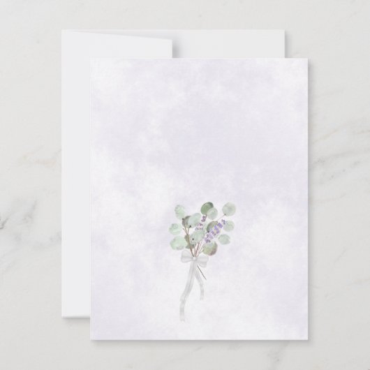 Rustic Eucalyptus & Lavender Chic Paars Wedding Save The Date (Achterkant)