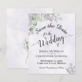 Rustic Eucalyptus & Lavender Chic Paars Wedding Save The Date (Voorkant / Achterkant)