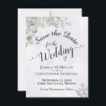 Rustic Eucalyptus & Lavender Chic Paars Wedding Save The Date<br><div class="desc">Deze mooie redder de date card zal je vrienden en familie van tevoren op de hoogte brengen van je aanstaande bruiloft. Het is voorzien van een prachtig handbeschilderd waterverf ontwerp met elegante scriptkalligrafie,  en tapijten van eucalyptusbladeren en lavendere bloemen op een gemarmerde,  stoffige paarse achtergrond.</div>