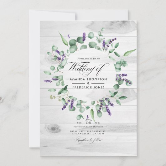 Rustic Eucalyptus Lavender country Barn Weddenscha Kaart (Voorkant)