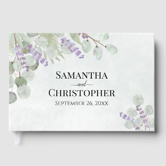 Rustic Eucalyptus & Lavender Elegant Boho Wedding Gastenboek (Voorkant)