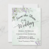 Rustic Eucalyptus & Lavender Elegant Mint Wedding Save The Date (Voorkant)