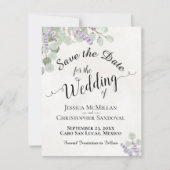 Rustic Eucalyptus & Lavender Elegant White Wedding Save The Date (Voorkant)