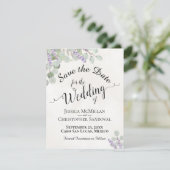 Rustic Eucalyptus & Lavender Elegant White Wedding Save The Date (Staand voorkant)