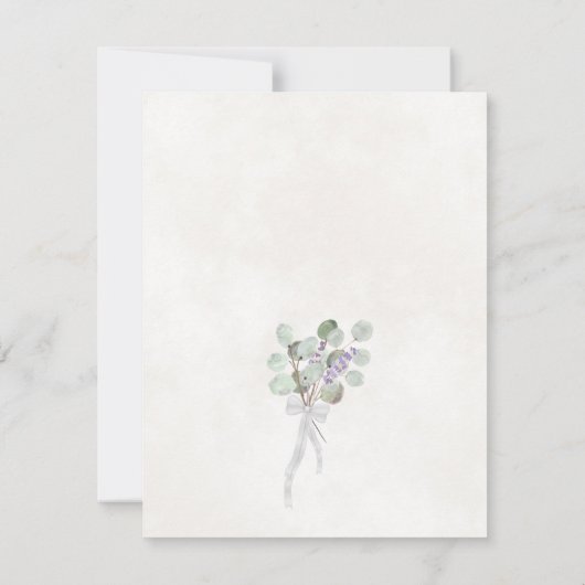 Rustic Eucalyptus & Lavender Elegant White Wedding Save The Date (Achterkant)