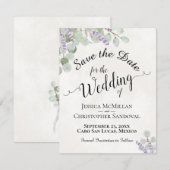 Rustic Eucalyptus & Lavender Elegant White Wedding Save The Date (Voorkant / Achterkant)