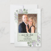 Rustic Eucalyptus & Lavender Green Wedding Foto Save The Date (Voorkant)