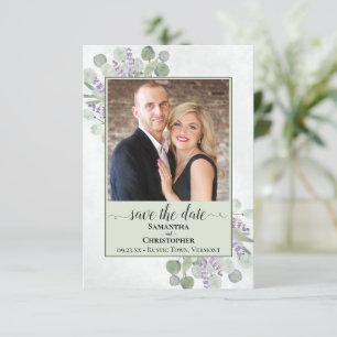 Rustic Eucalyptus & Lavender Green Wedding Foto Save The Date