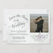 Rustic Eucalyptus & Lavender met fotohuwelijk Save The Date (Voorkant)