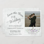 Rustic Eucalyptus & Lavender met fotohuwelijk Save The Date (Voorkant / Achterkant)