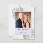 Rustic Eucalyptus & Lavender Paars Weduwfoto Save The Date (Voorkant)