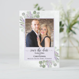 Rustic Eucalyptus & Lavender Paars Weduwfoto Save The Date