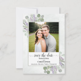 Rustic Eucalyptus & Lavender Photo Simple Wedding Save The Date