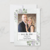 Rustic Eucalyptus & Lavender Photo Simple Wedding Save The Date (Voorkant)